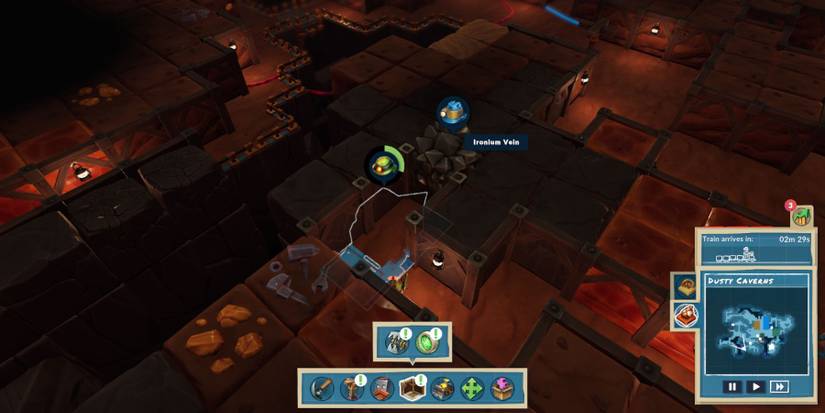 Ironium Vein being prepped to have an Ironium Extractor attached to it