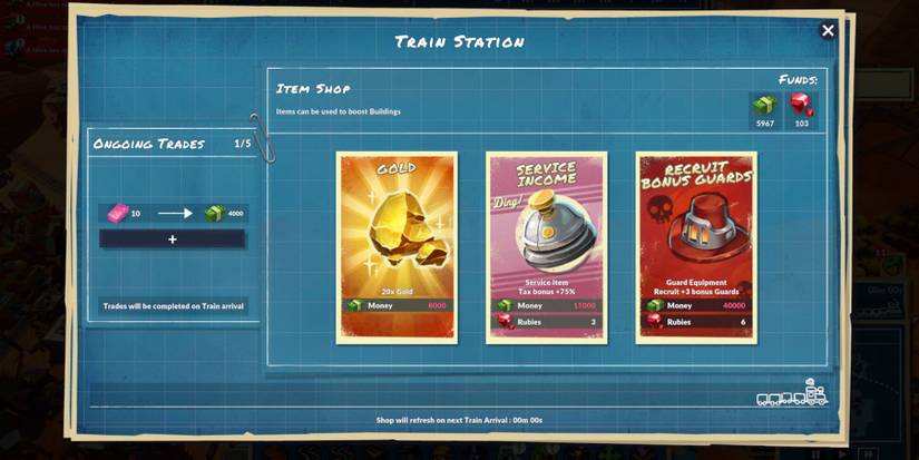 Items available to be purchased every time a train comes to the station