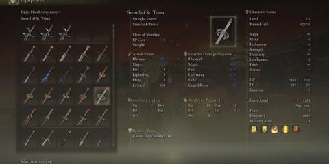 Sword of St. Trina Stats in Elden Ring