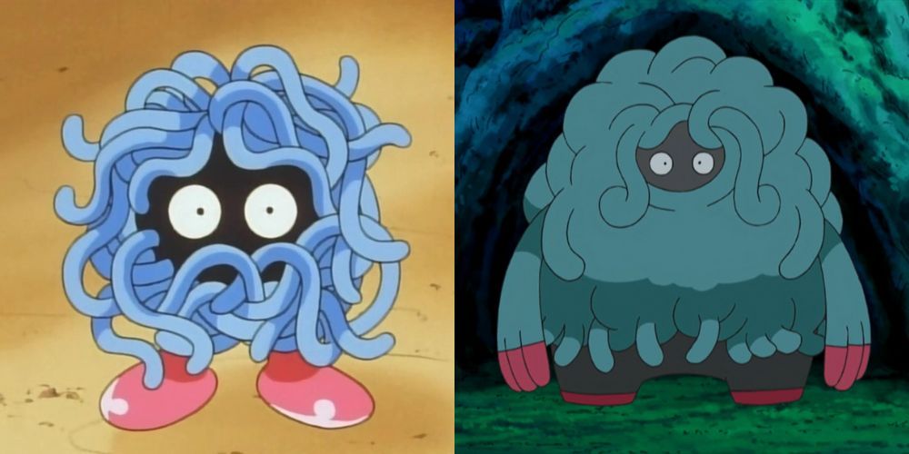 Tangela and Tangrowth in the Pokemon anime.