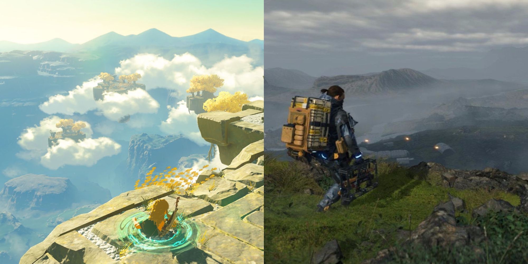 Tears of the kingdom on the left, Death Stranding on the right
