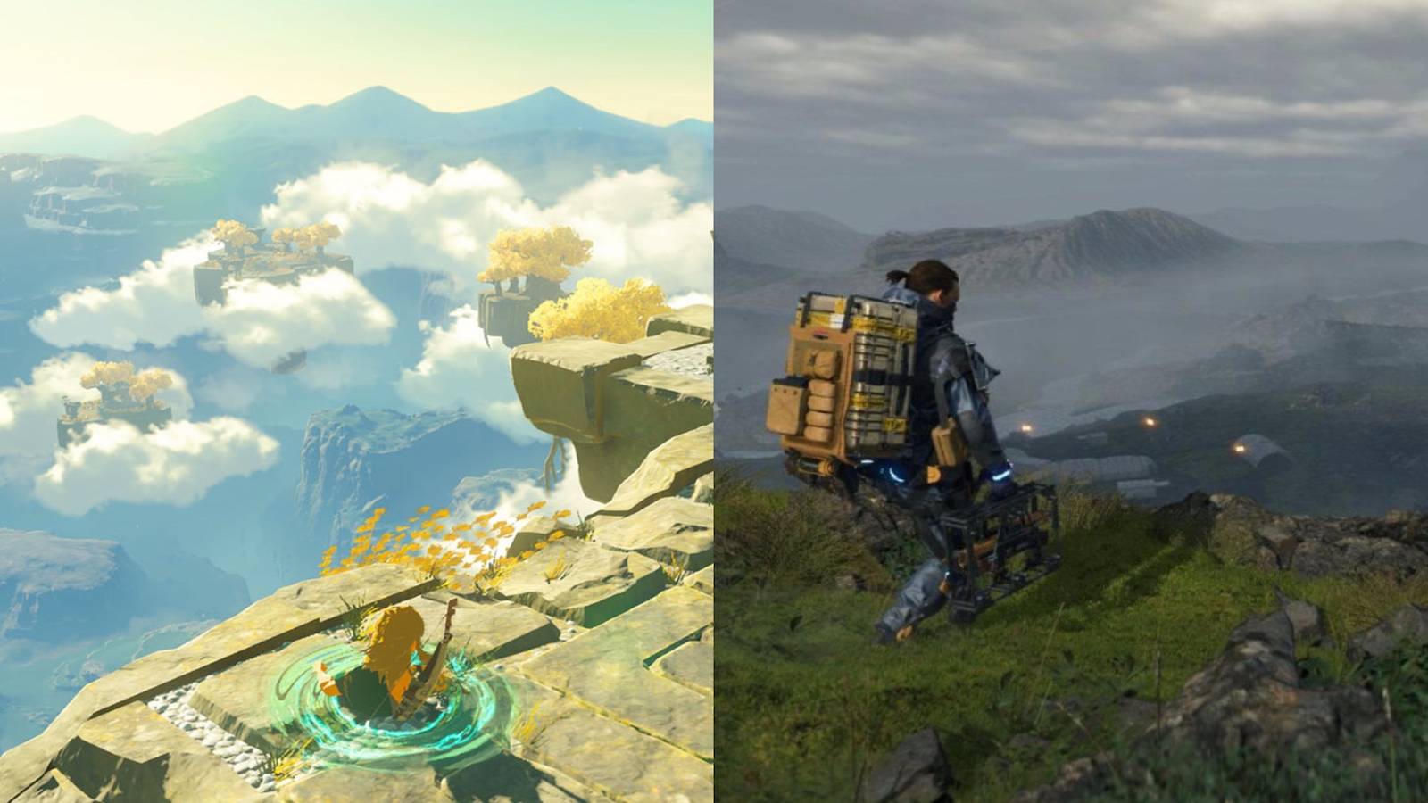 Tears of the kingdom on the left, Death Stranding on the right