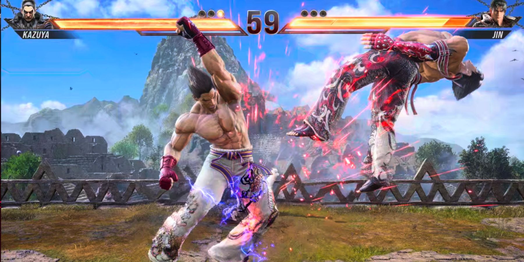 Tekken 8 Kazuya hitting the Thunder God Fist