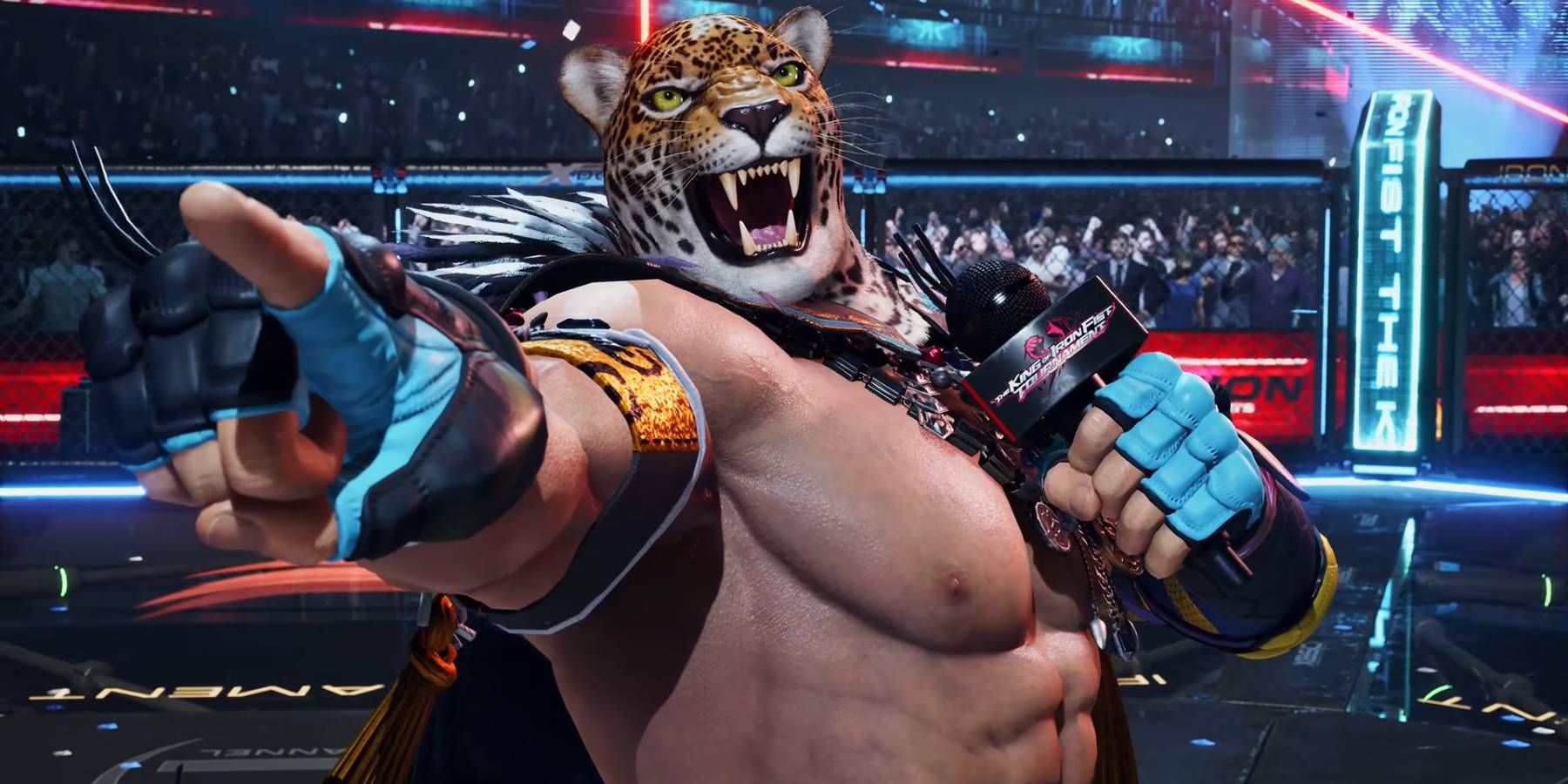 King with a microphone in Tekken 8