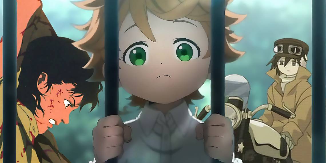 Entdecken Sie die Welt der Psychologischen Anime Collage verschiedener Charaktere aus psychologischen Anime