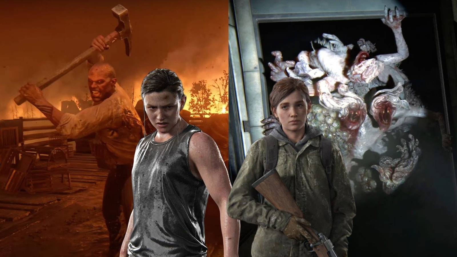 The Last Of Us 2's Abby and Ellie in front of The Rat King and The Final Scar