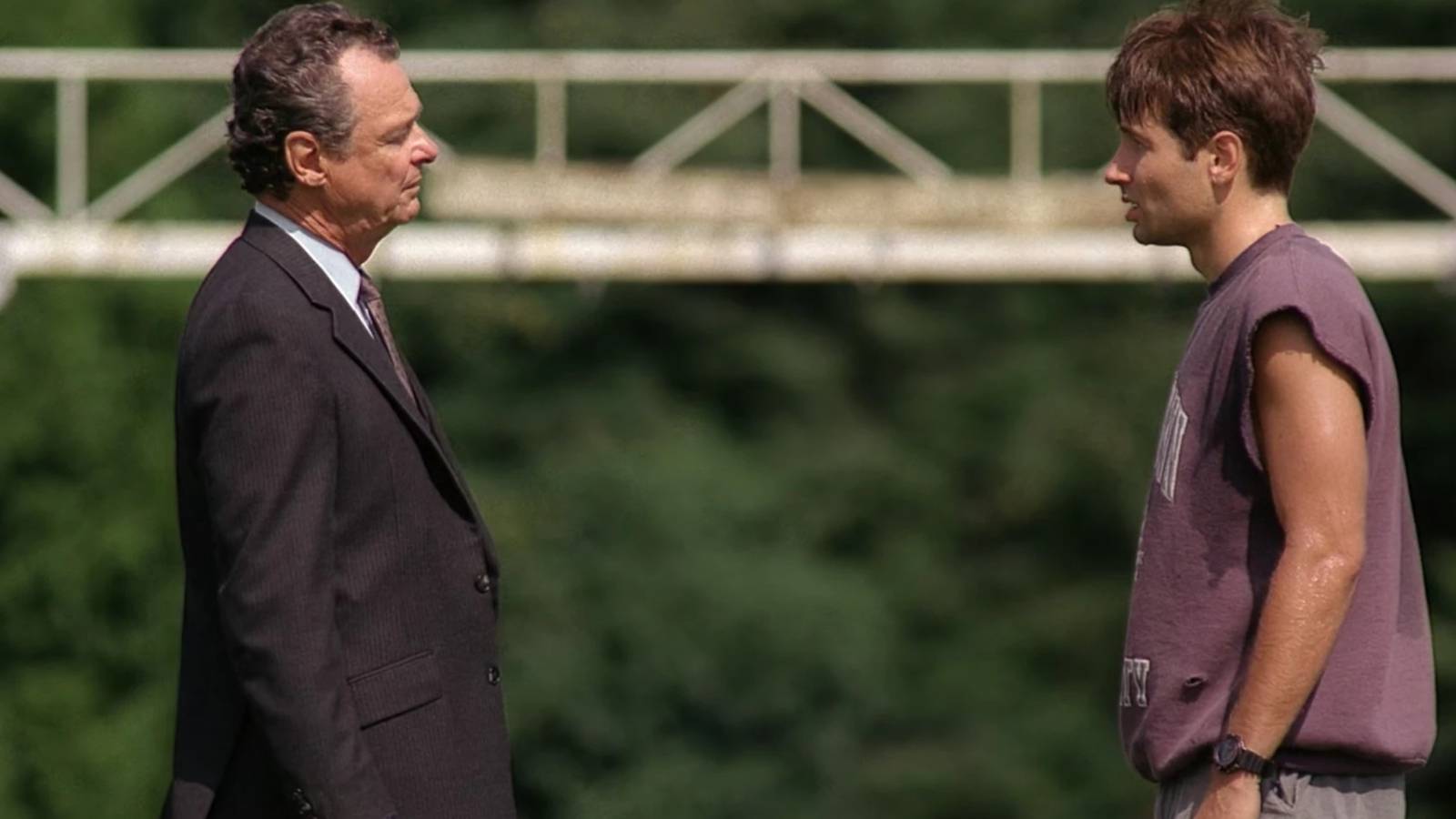 Deep Throat (Jerry Hardin) and Fox Mulder (David Duchovny) in The X-Files