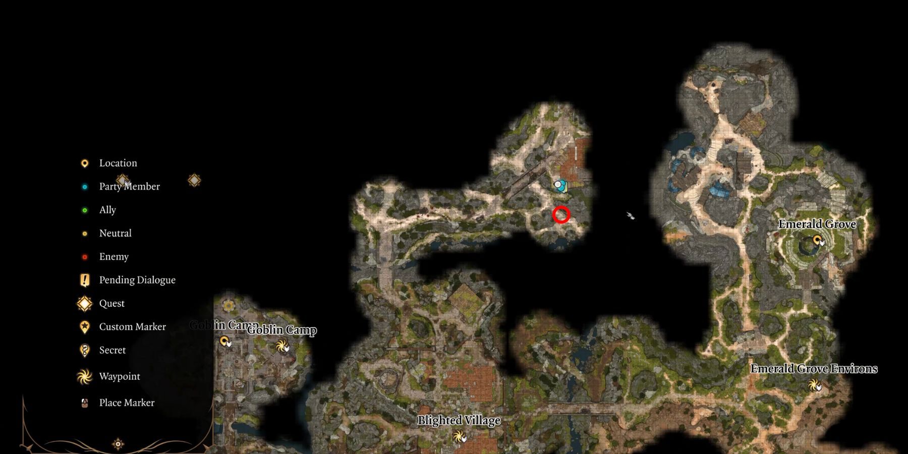 BG3: Localização da chave do pedágio no mapa