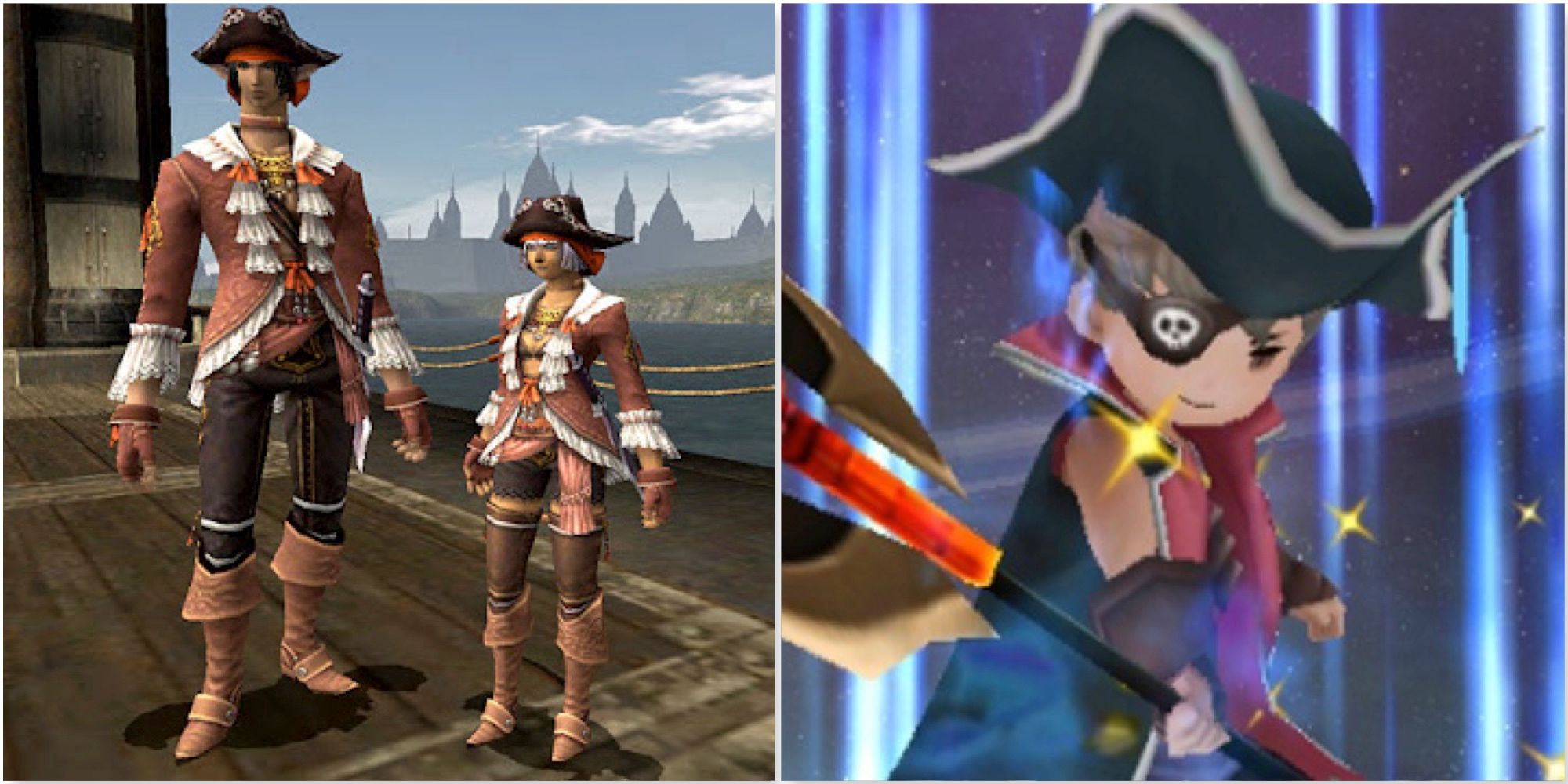 Two Corsair characters in Final Fantasy 11 and Tiz as a Pirate in Bravely Default