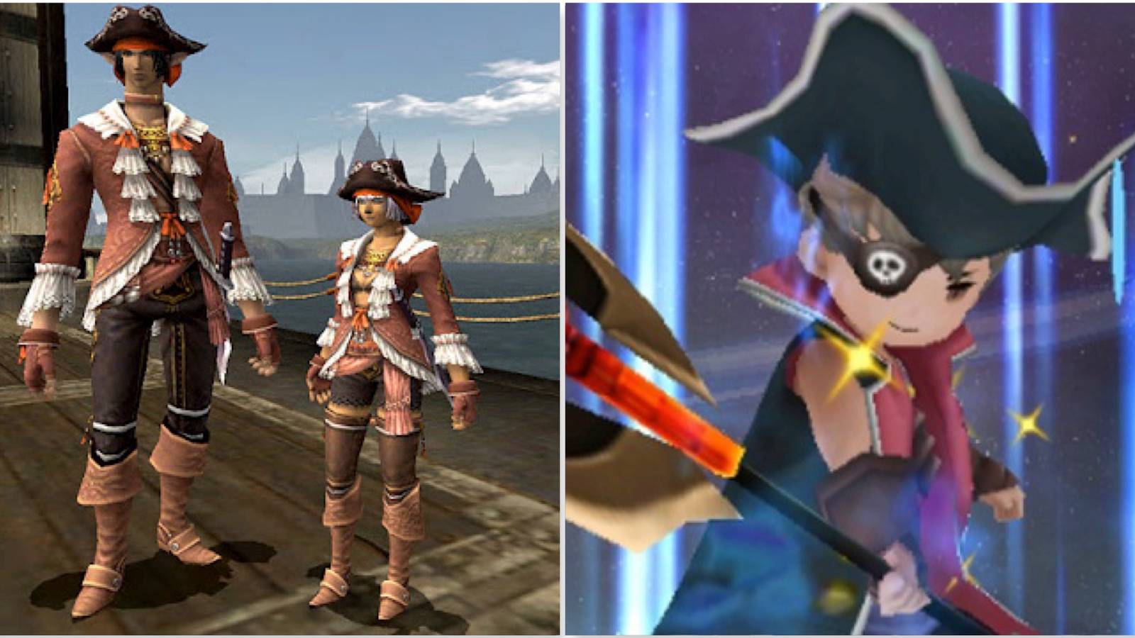 Two Corsair characters in Final Fantasy 11 and Tiz as a Pirate in Bravely Default