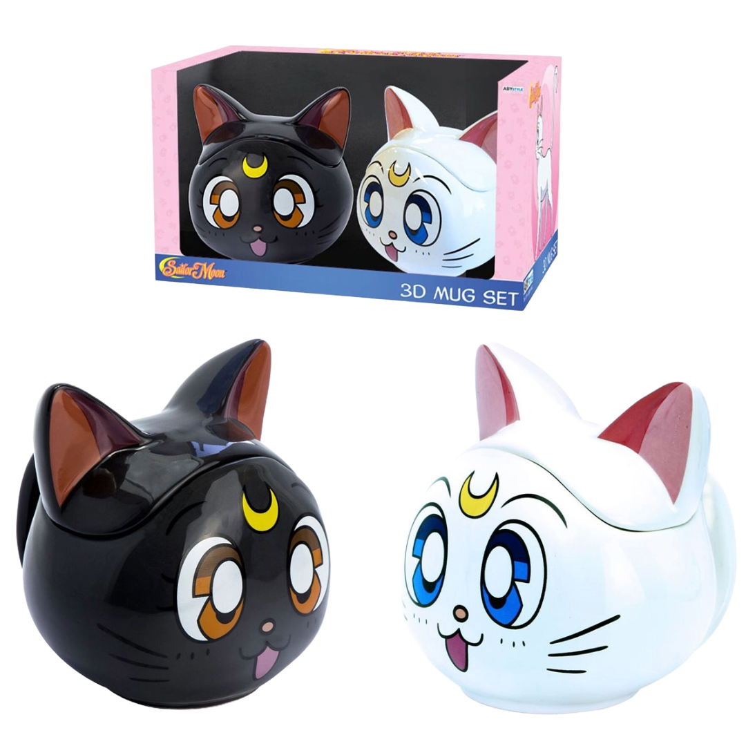 Sailor Moon Luna and Artemis 3D Mugs Gift Set