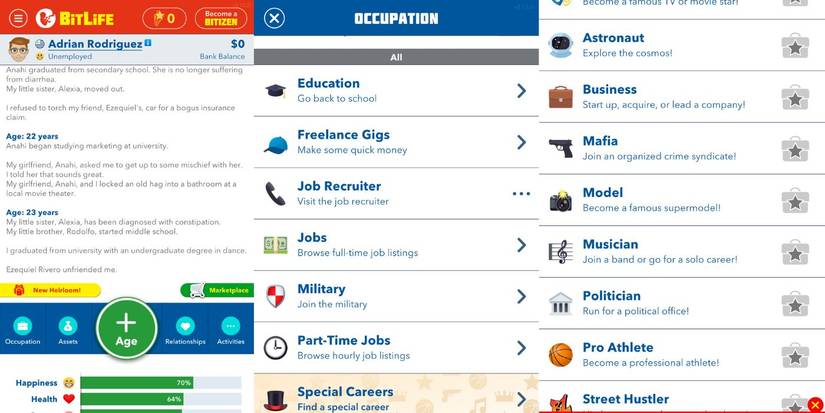 careers in bitlife