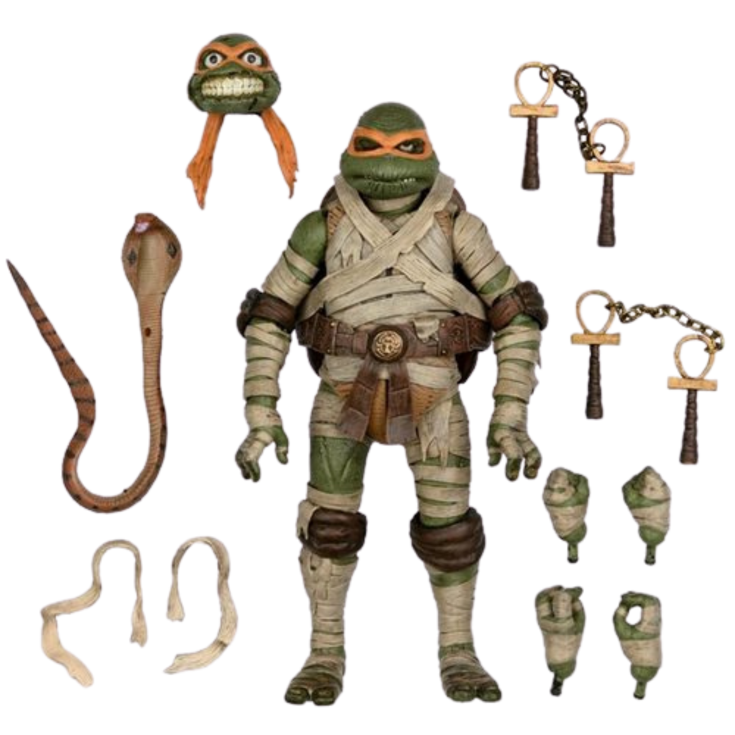 This image shows Michelangelo from 'TMNT' dressed up from 'The Mummy'