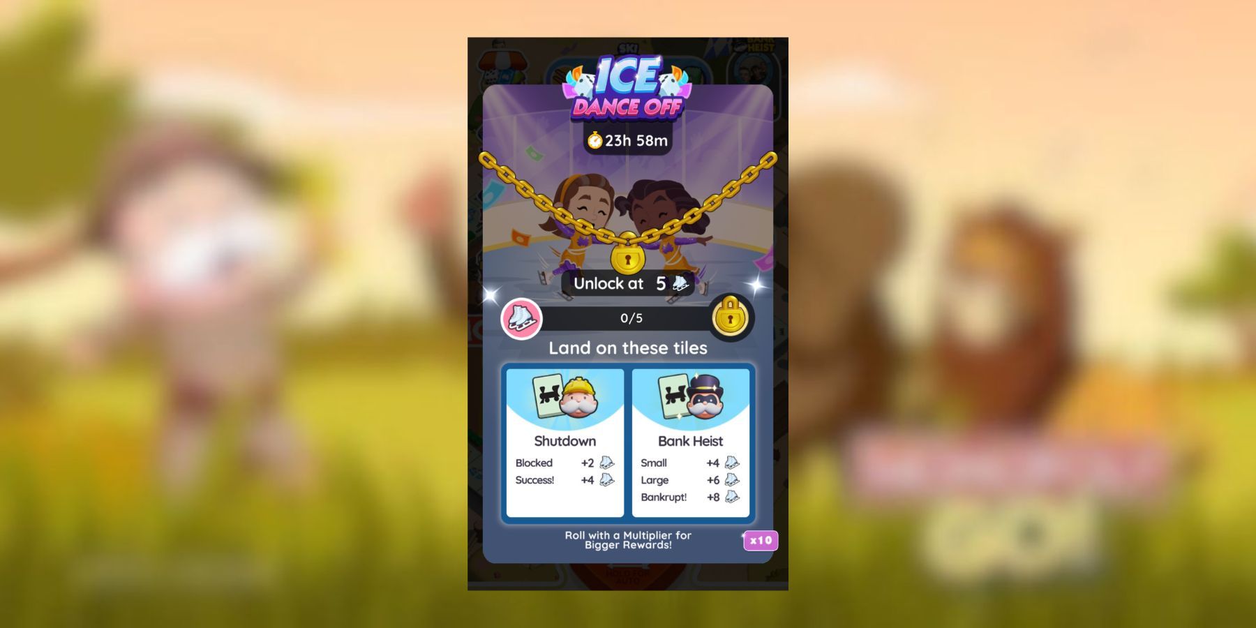 ice dance off rewards and milestones monopoly go