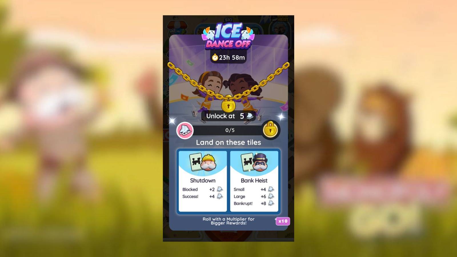 ice dance off rewards and milestones monopoly go