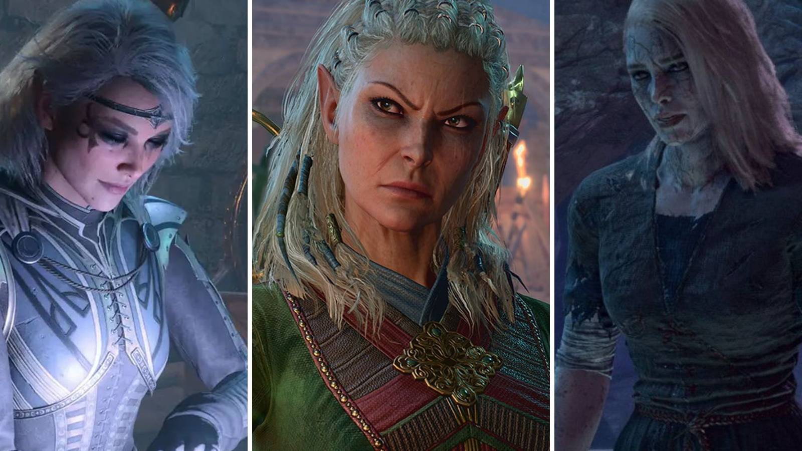 A grid showing three of the women that can be found in act 2 of Baldur’s Gate 3