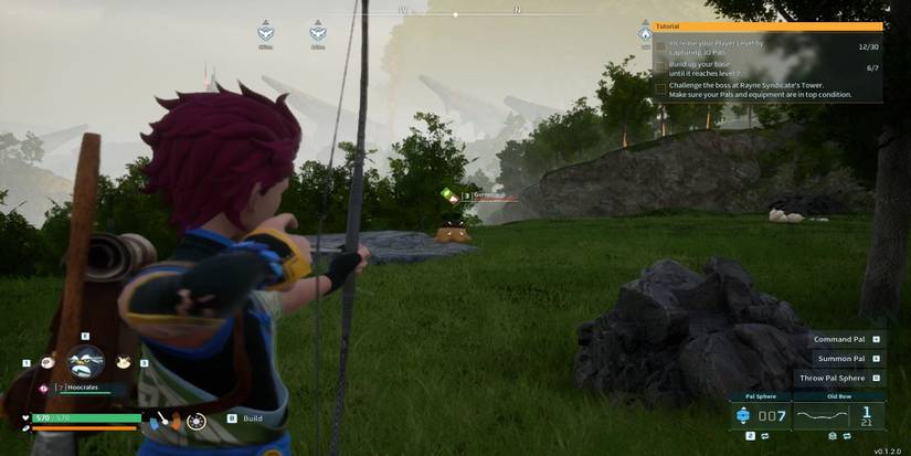 Using a bow and arrow in Palworld