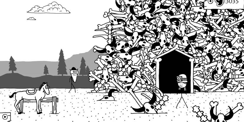 Finding a cave of skulls in West of Loathing