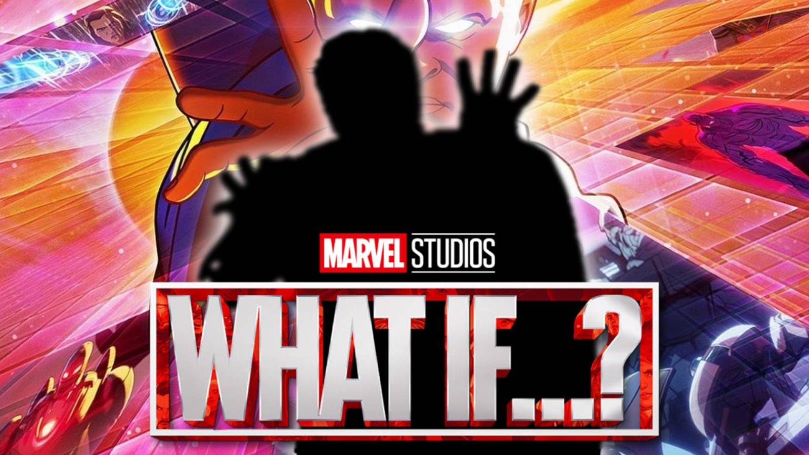 Poster for Marvel's What If...? with a silhouette of Jake Gyllenhaal as Quentin Beck aka Mysterio