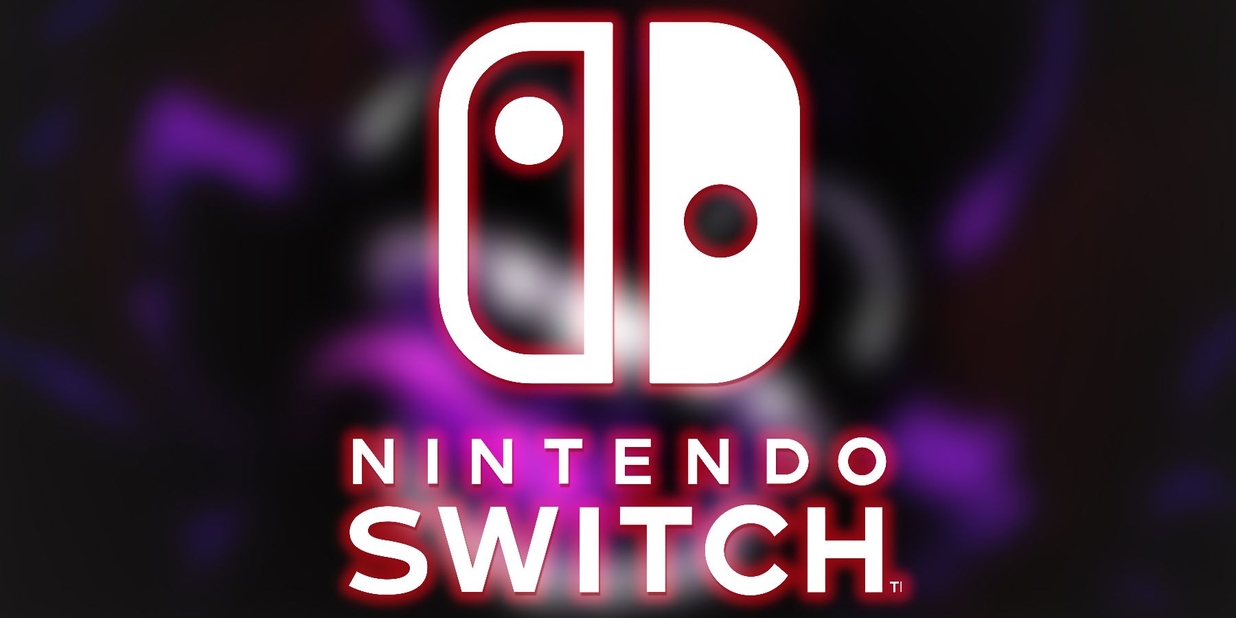 white Nintendo Switch logo with red outer glow on blurred creepy rabbit artwork from The Bunny Graveyard
