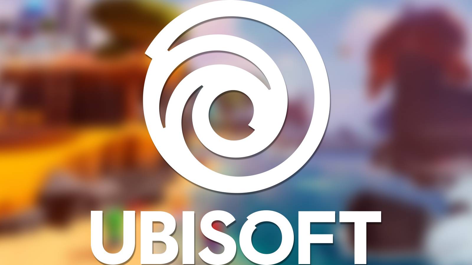 white Ubisoft logo on Mario + Rabbids Sparks of Hope blurred screenshot