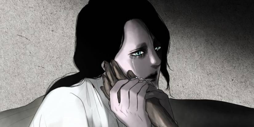 The Created Man weeping for their master in the Winter Woods manhwa