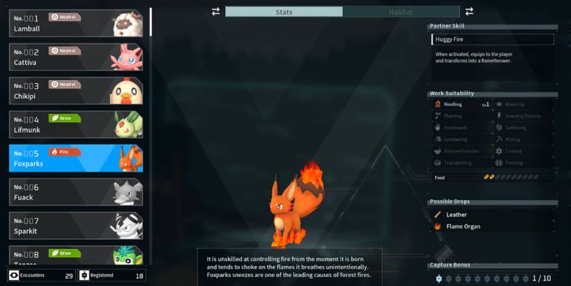 Foxparks in Palworld