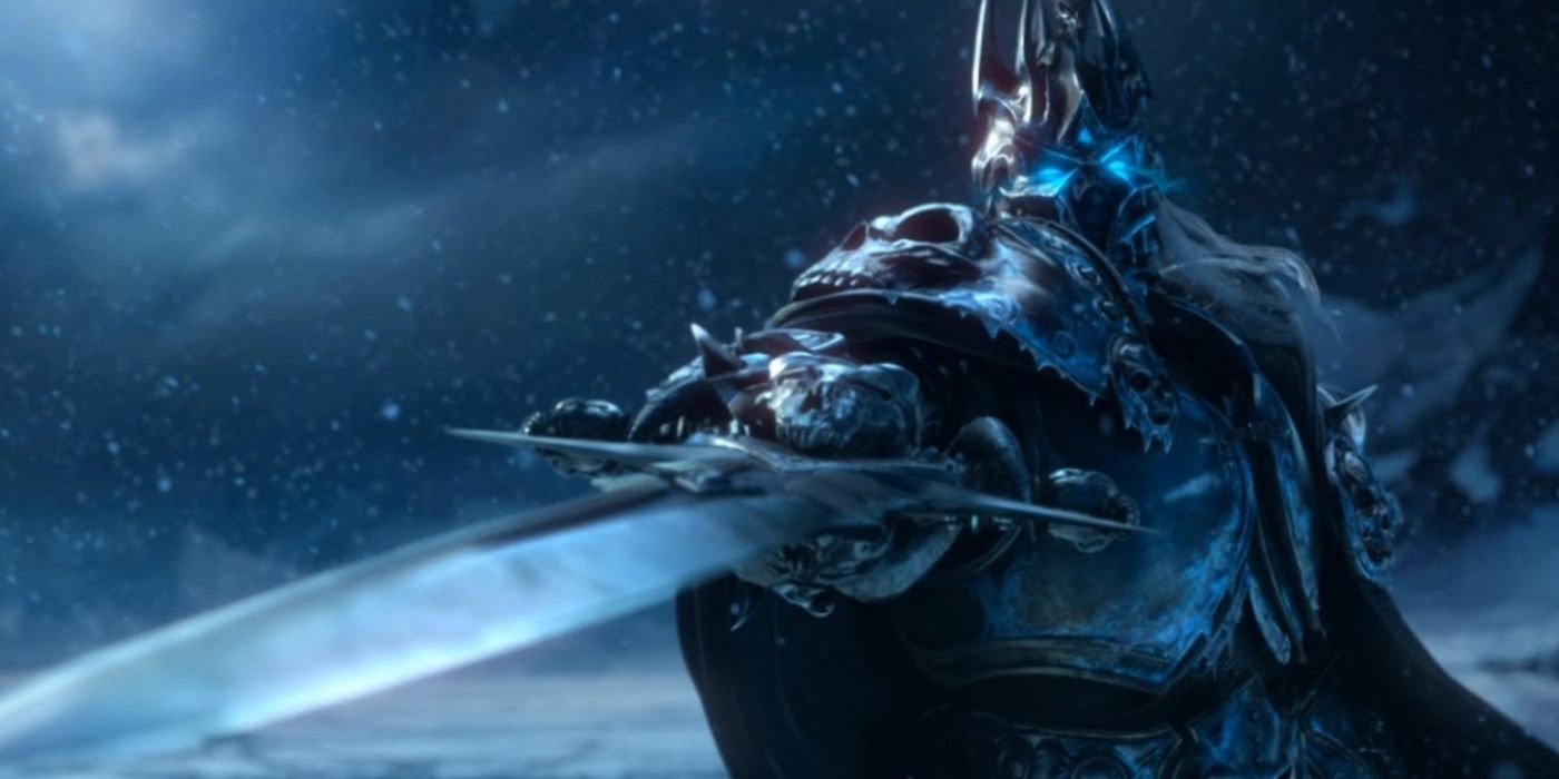 World of Warcraft Lich King pointing sword in Wrath of the Lich King cinematic