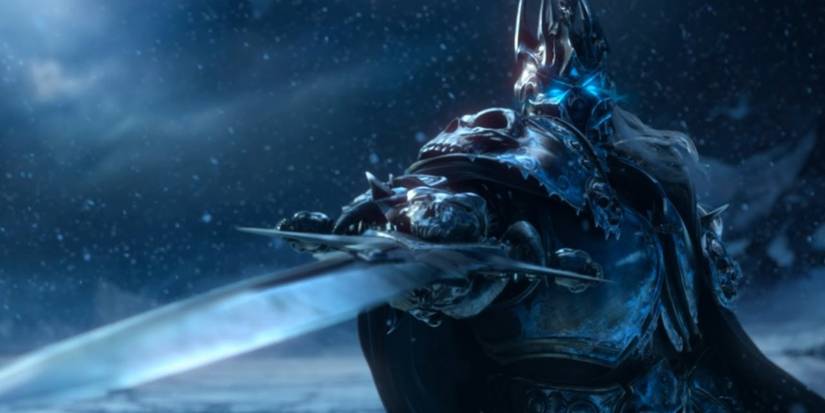 World of Warcraft Lich King pointing sword in Wrath of the Lich King cinematic