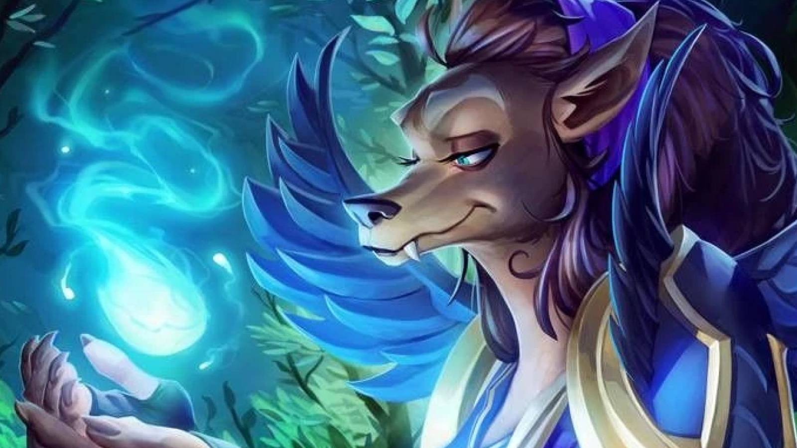 a female worgen druid holding a wisp from hearthstone warcraft