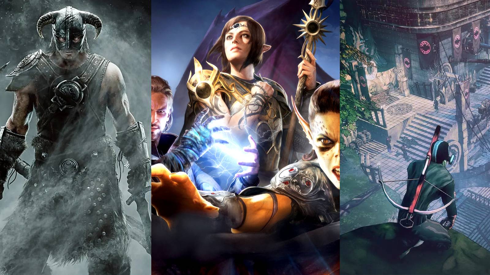 X RPGS That Have A Thief Class split image Skyrim Dragonborn, Baldur's Gate 3 Shadowheart Gale Lae'zel, Seven thief