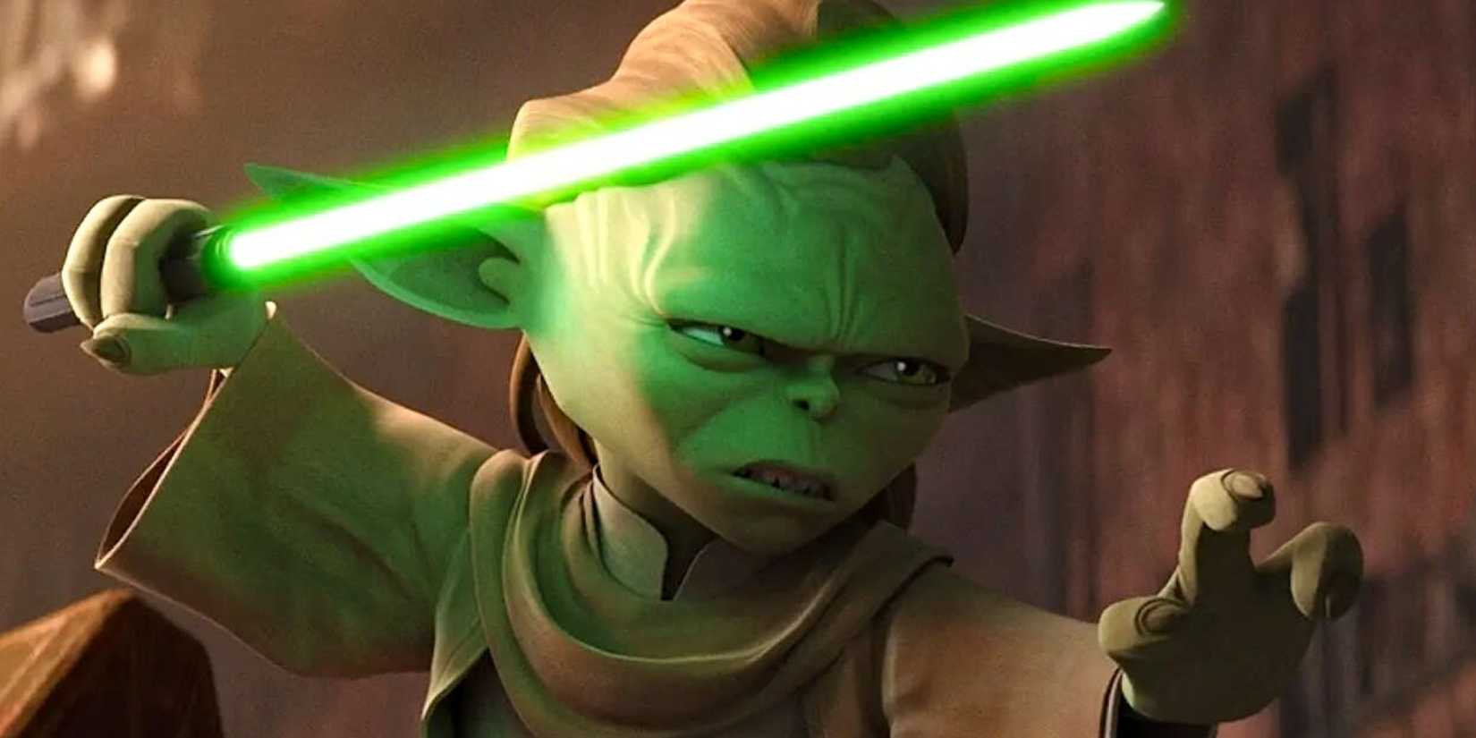 Yaddle prepares to fight in Star Wars Tales of the Jedi