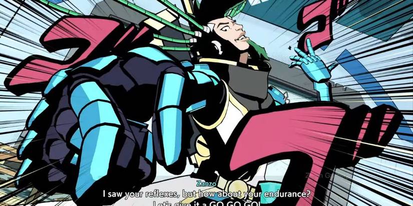 Zanzo with katakana around him, similar to the ones from Jojo's Bizarre Adventure..