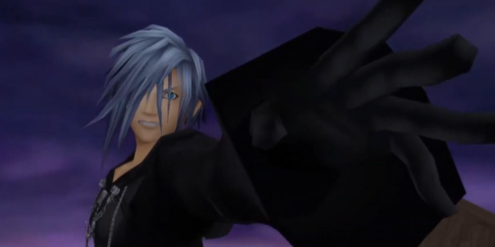 Zexion affronte Riku aux Îles du Destin, dans Kingdom Hearts Re : Chain of Memories.