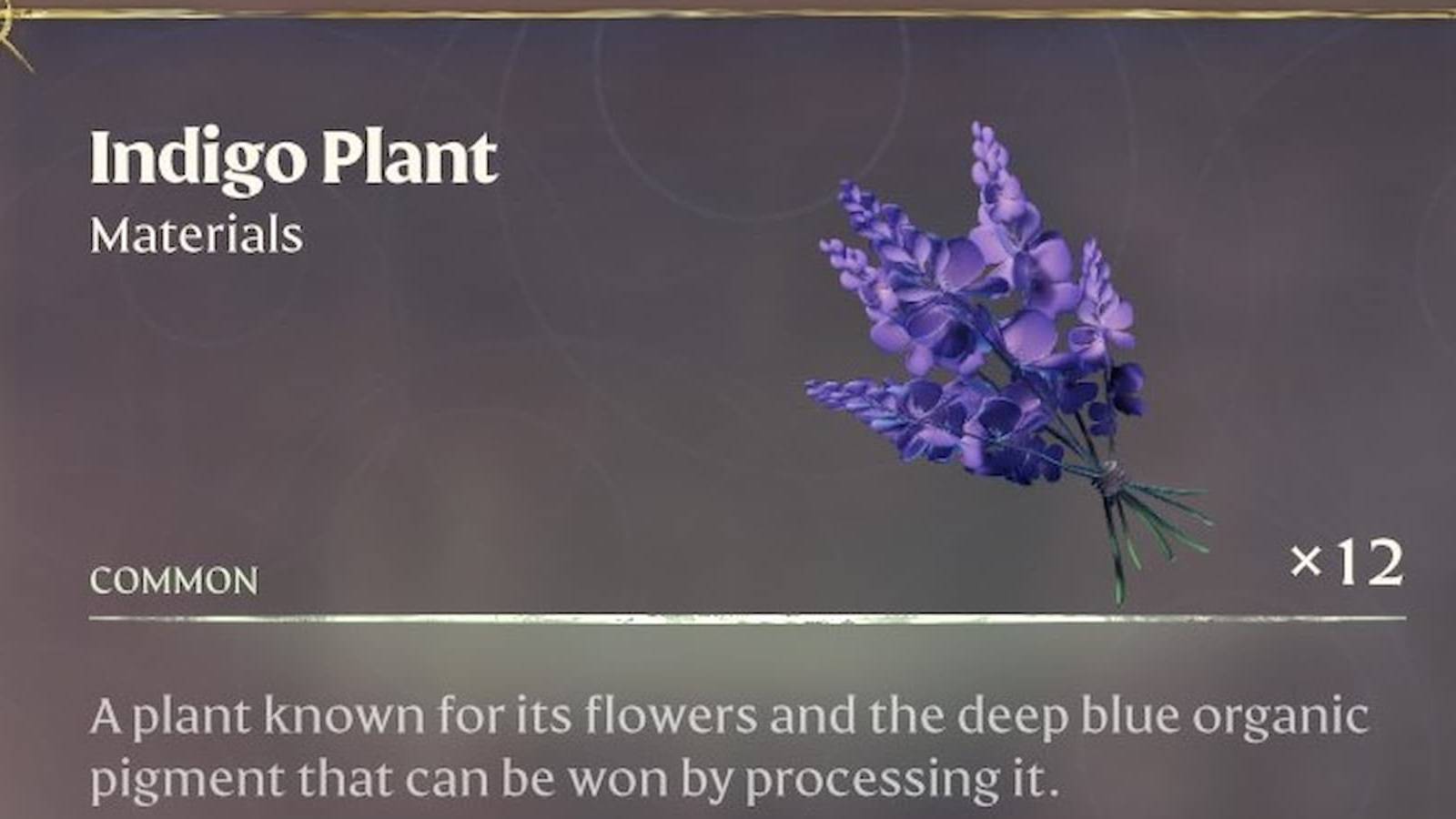 Tooltip for the Indigo Plant in Enshrouded