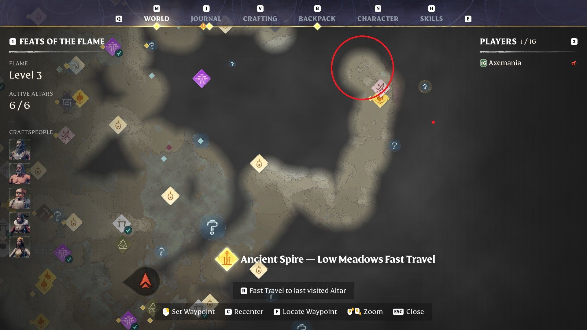 Fossilized Bone location in Enshrouded's map