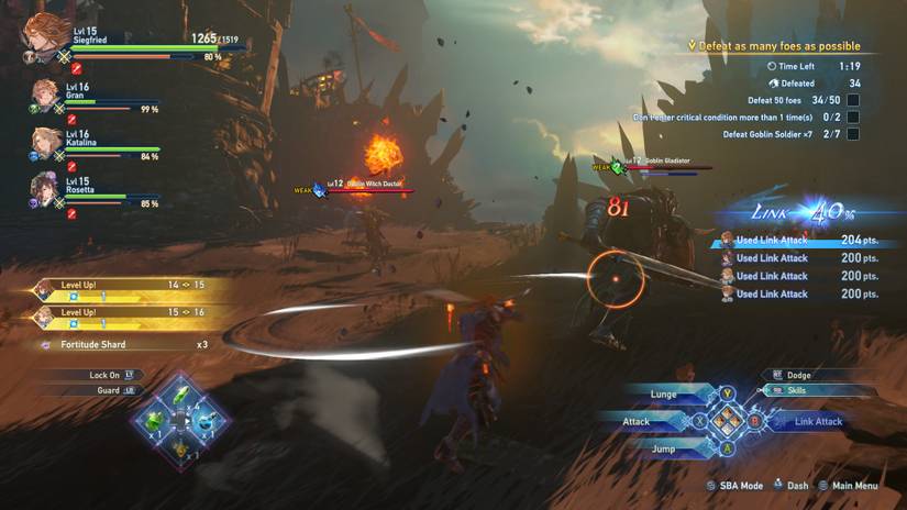 Doing a survival quest in Granblue Fantasy Relink