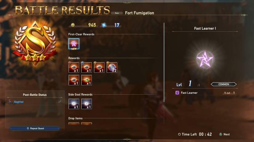 Post-quest screen in Granblue Fantasy Relink