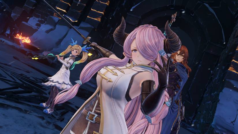 Narmaya's post battle pose in Granblue Fantasy Relink