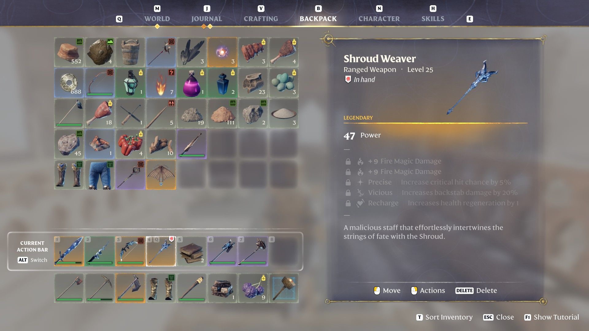 The Shroud Weaver's base stats in Enshrouded