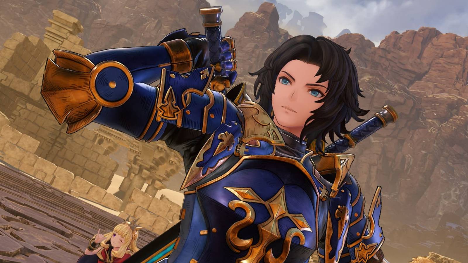Lancelot's victory pose in Granblue Fantasy Relink