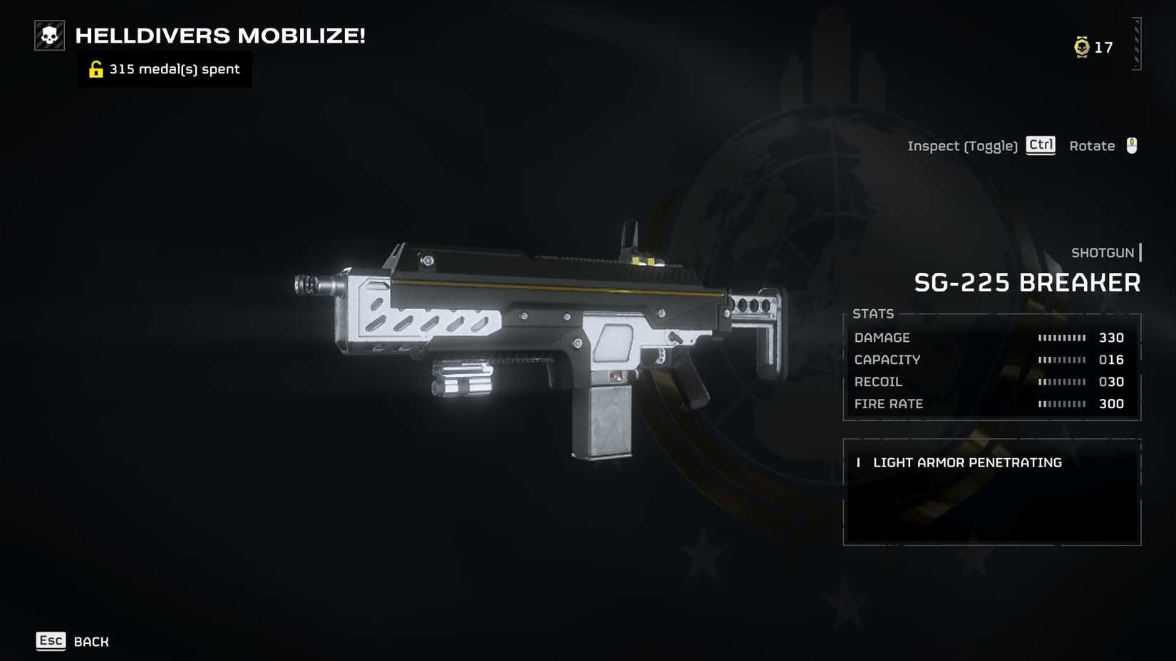 The SG-225 Breaker in Helldivers 2