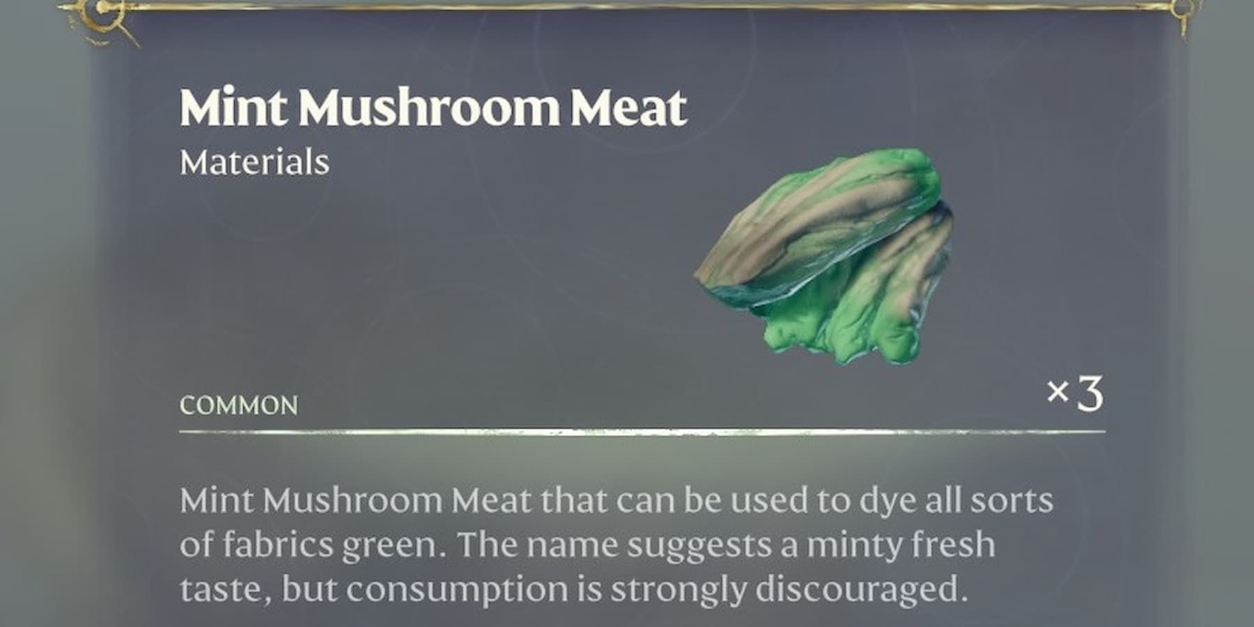 Mint Mushroom Meat item description in Enshrouded