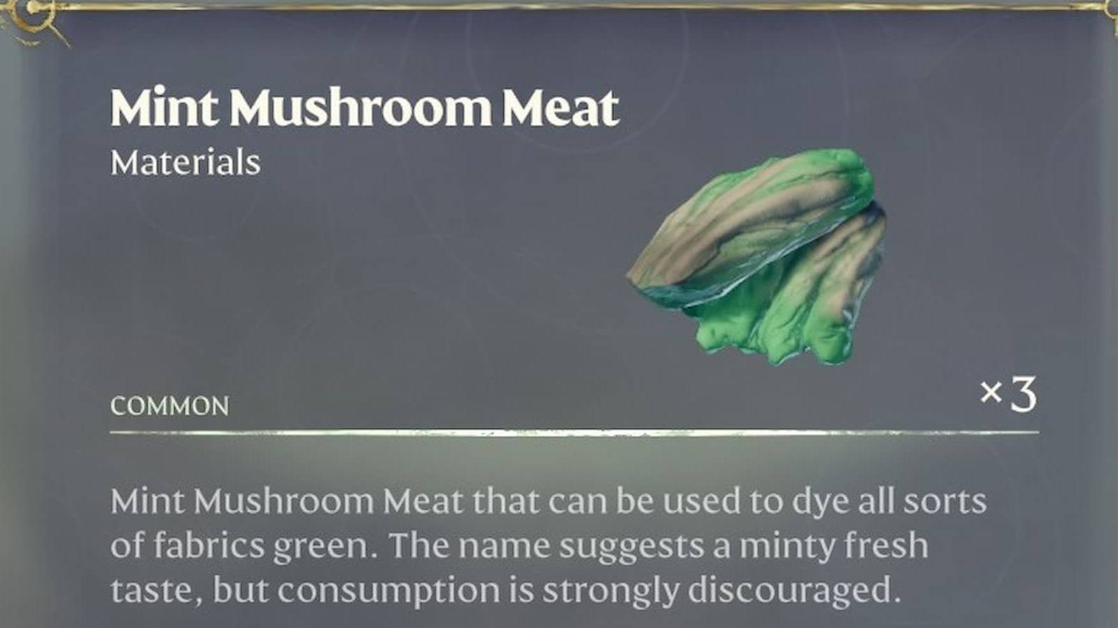 Mint Mushroom Meat item description in Enshrouded