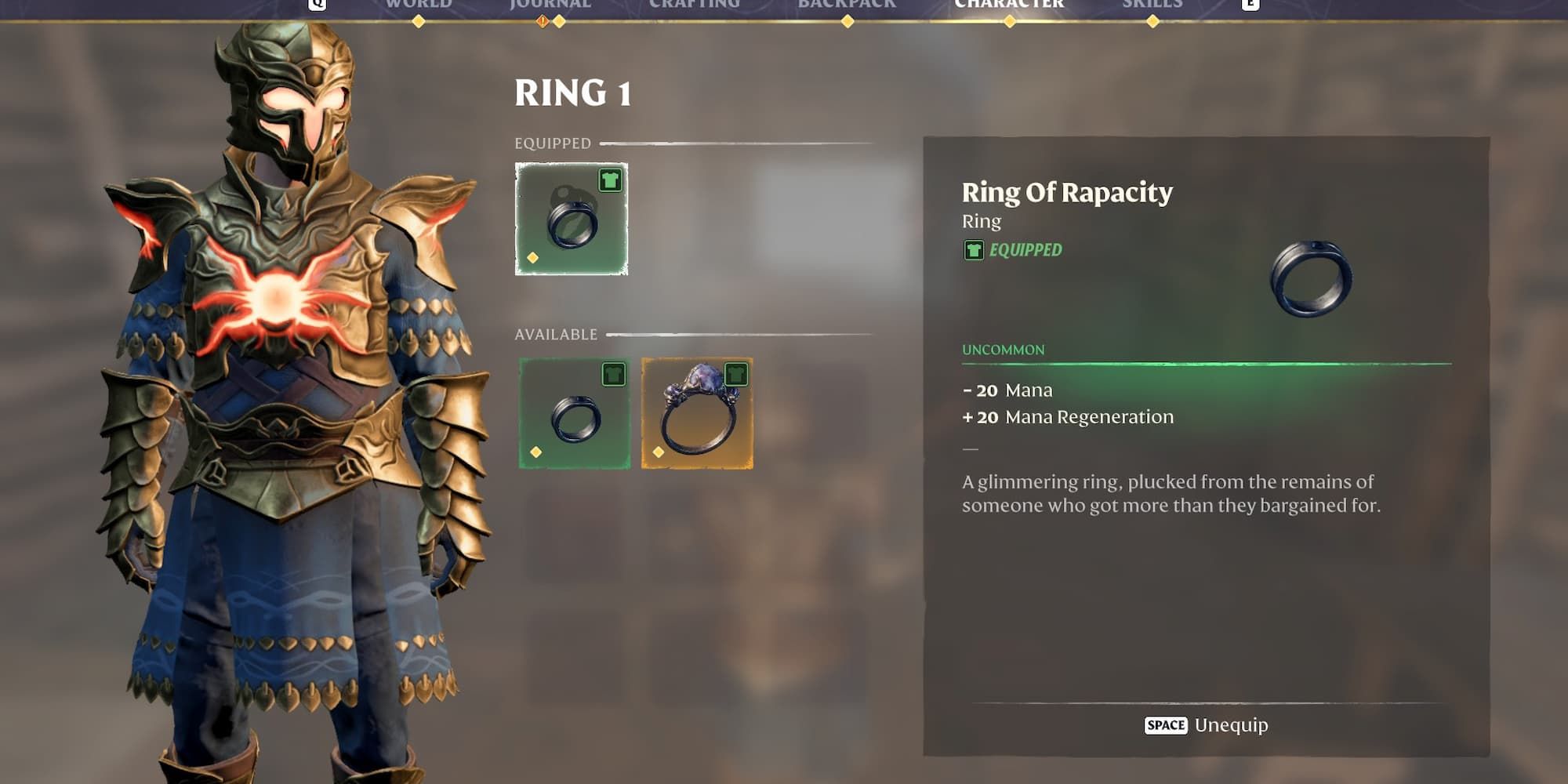 Ring of Rapacity item description in Enshrouded