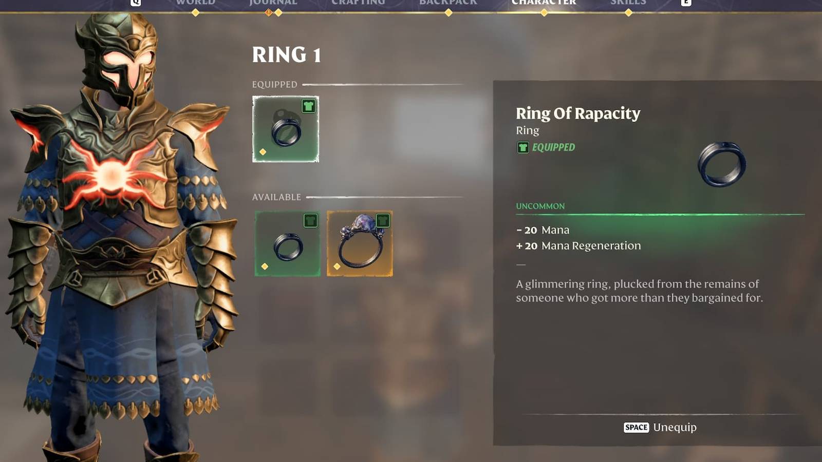 Ring of Rapacity item description in Enshrouded