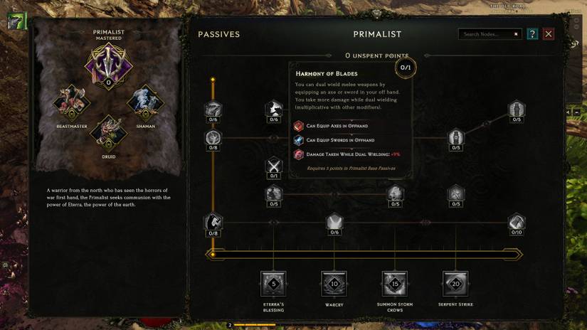 A dual wield passive for the Primalist in Last Epoch