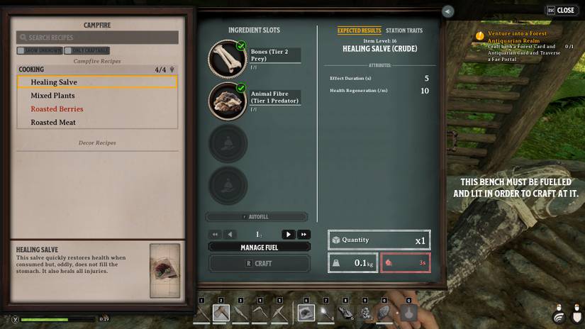 Recipe for basic healing salves in Nightingale