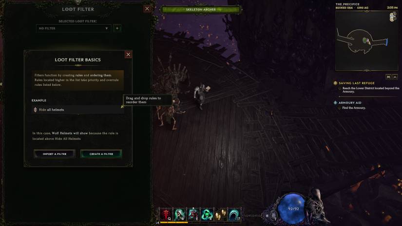 Loot filter tooltip in Last Epoch