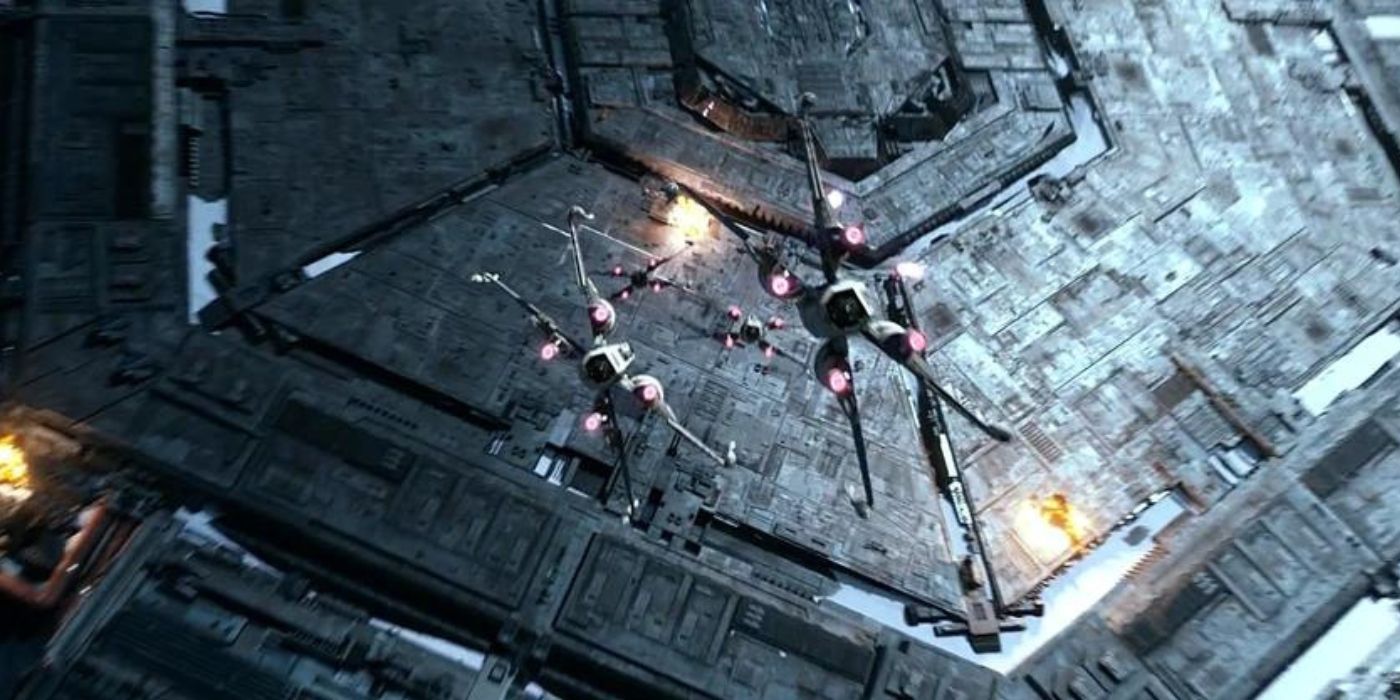 X-wings attacking Starkiller Base